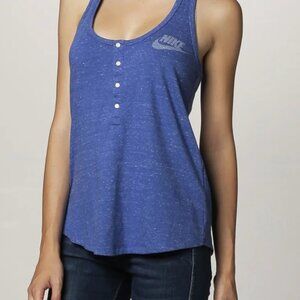 Nike Blue Racerback Tank Top | Button Front | Size Petite Small